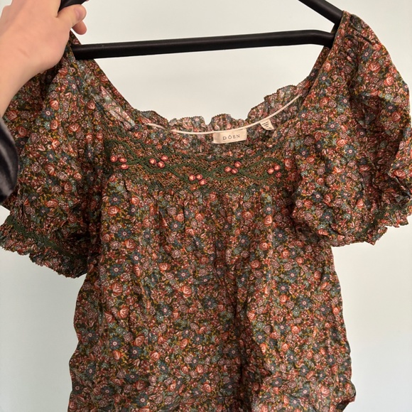 DOEN Elba Top in Yellow Laurel Canyon Rose Print - Picture 3 of 4